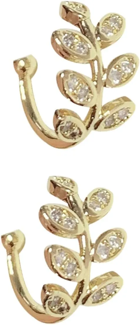 1 Pair Non Piercing Ear Cuffs Fashion Ear Clips Lightweight Innovative Leaf Shape Zircon Material Perfect for Parties and