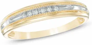 10K Two-Tone Gold Diamond Accent Vintage-Style Wedding Band Ring (I-J / I2I3)