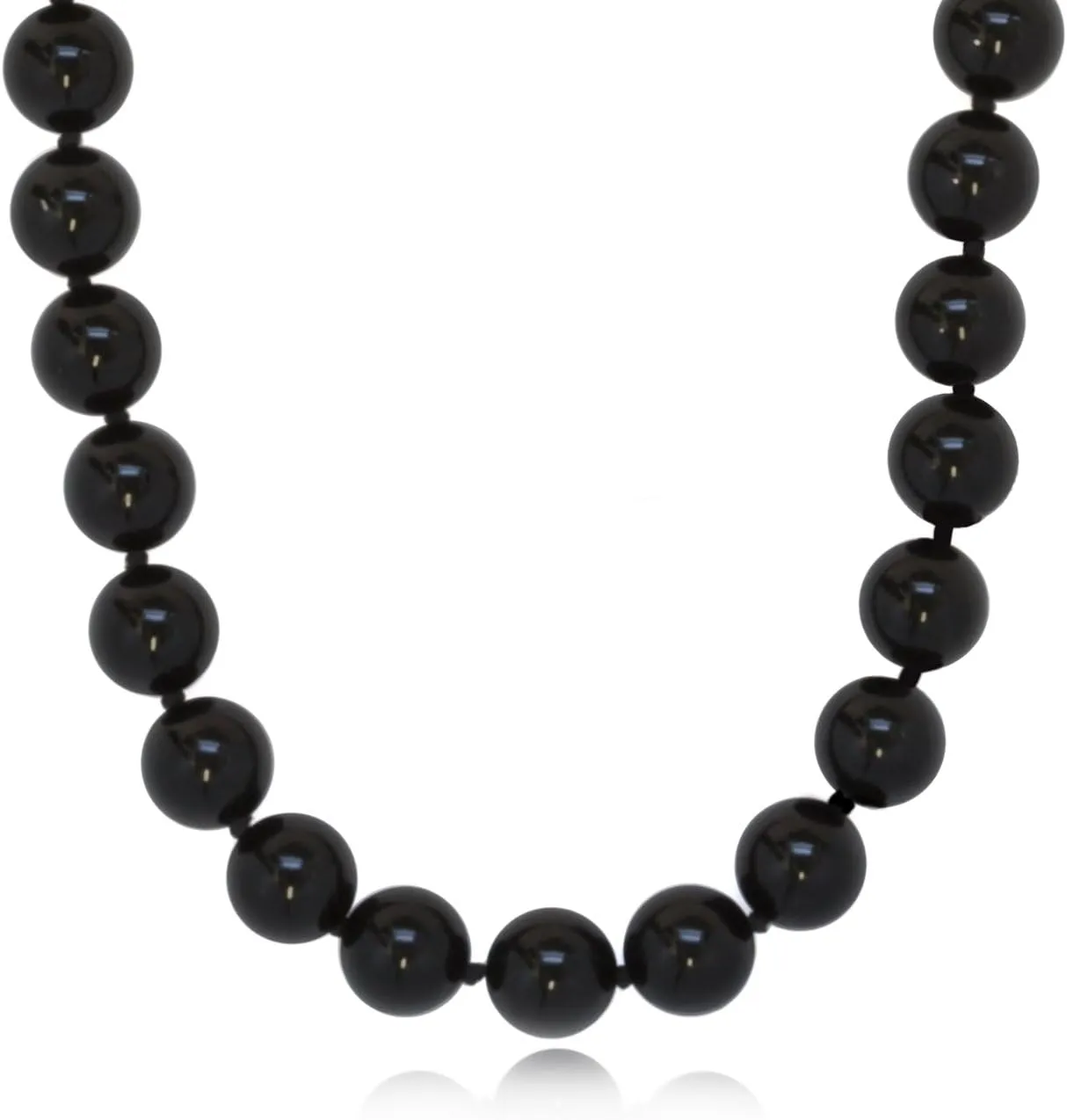 10mm Polished Black Onyx Beaded Necklace for Women | Handcrafted | 925 Sterling Silver Lobster Clasp, Knotted Black Silk Thread, French Wire Finish, Giftable Packaging, Available in 16", 18", 20", 24", 30" Lengths