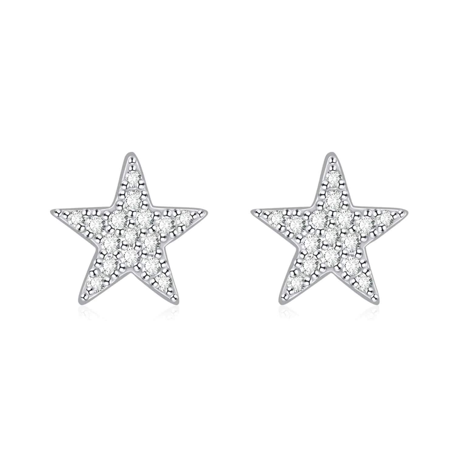 10mm Sterling Silver Stud Earrings for Women Star Earrings Cubic Zirconia Earrings Studs Rhinestone Earrings Planet Earrings for Gift