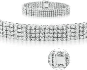 1.40Cttw Men's 4 Row Natural Diamond Tennis Bracelet in 925 Sterling Silver (I-J Color, I2-I3 Clarity) - 7 Inches.