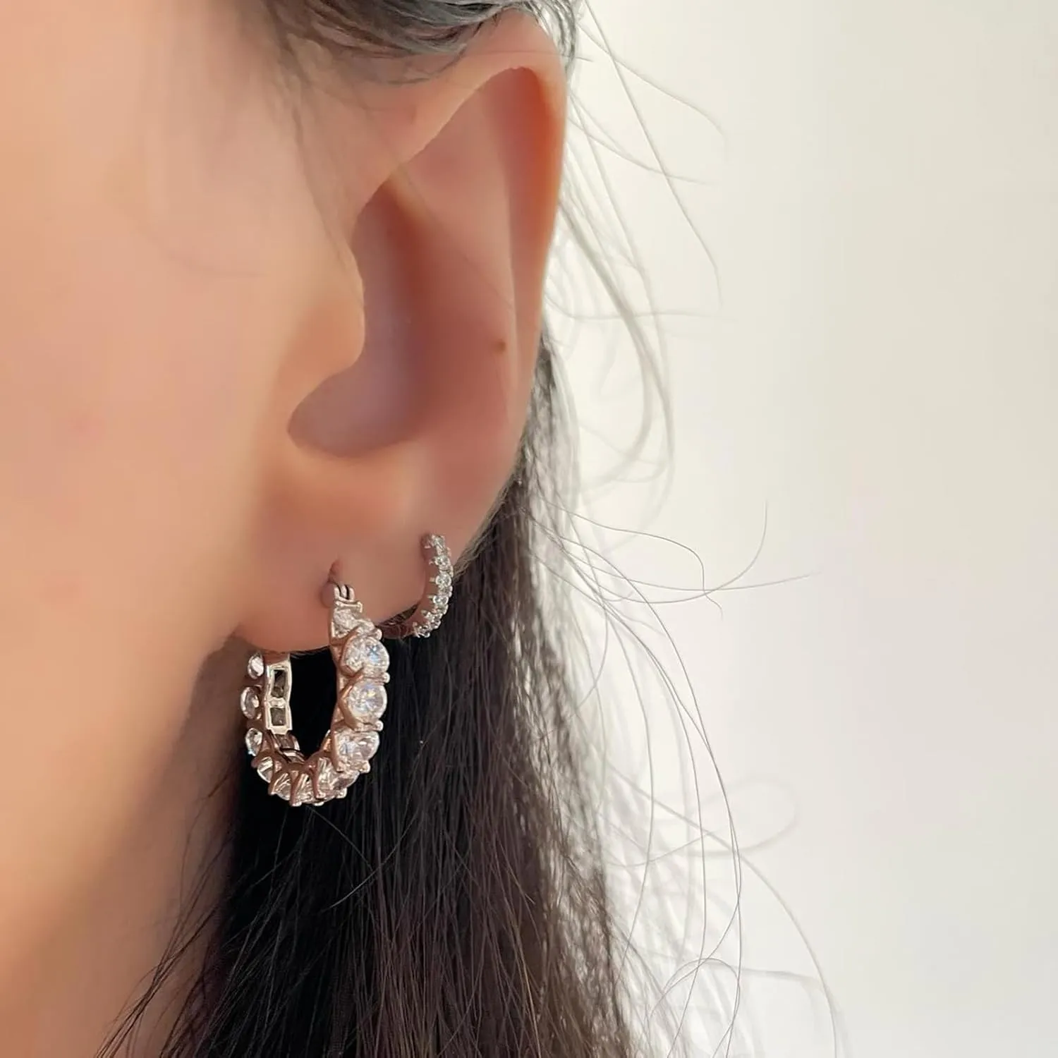 14K Gold Full Diamond Zircon Stud Earrings for Women,Silver Plate Hypoallergenic Stud Earrings,Women's Diamond Hoop Earrings Jewelry Birthday Gifts For Women Birthday Gifts For Women