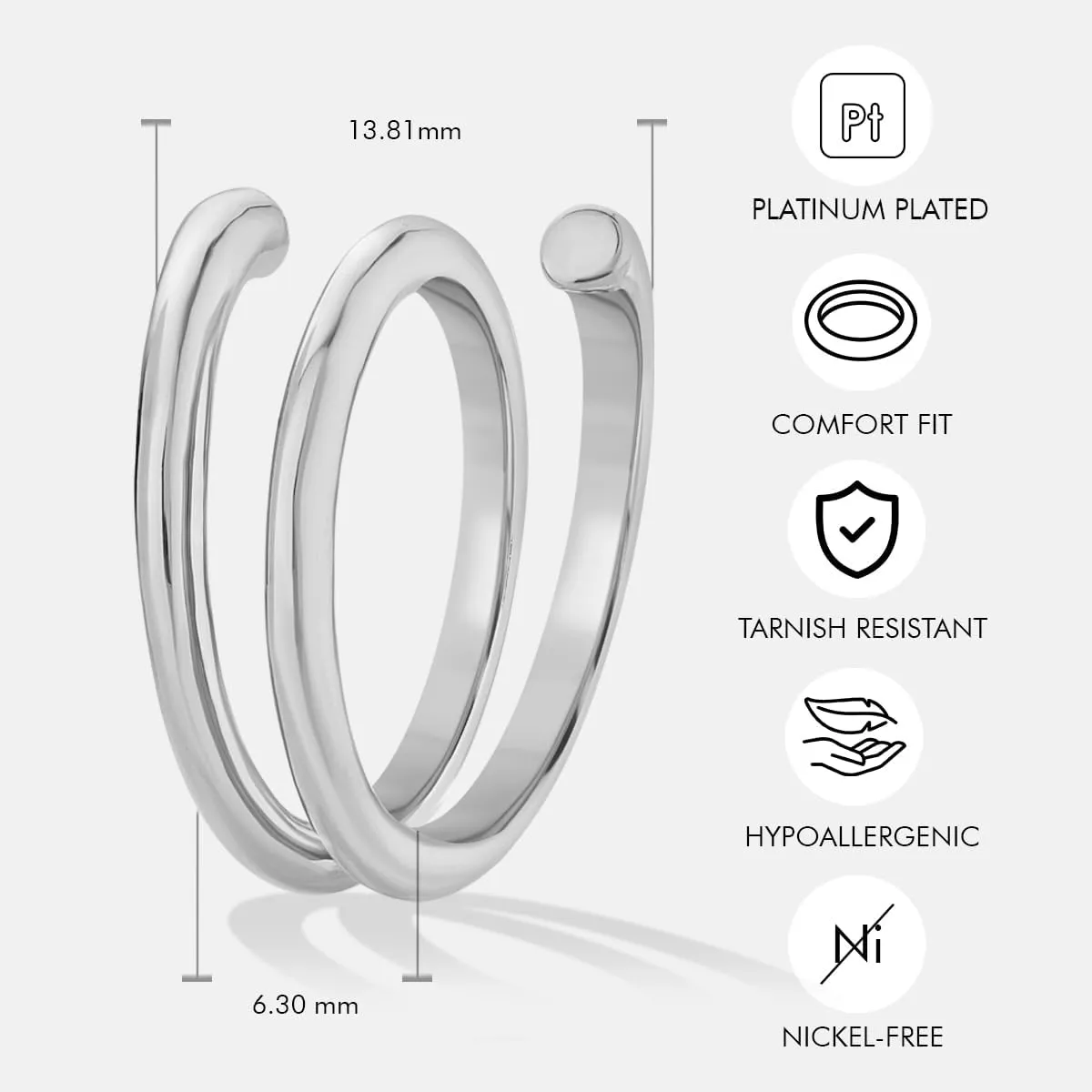 14K Gold or Platinum Plated Spiral Ring for Women | Size 5 to 9