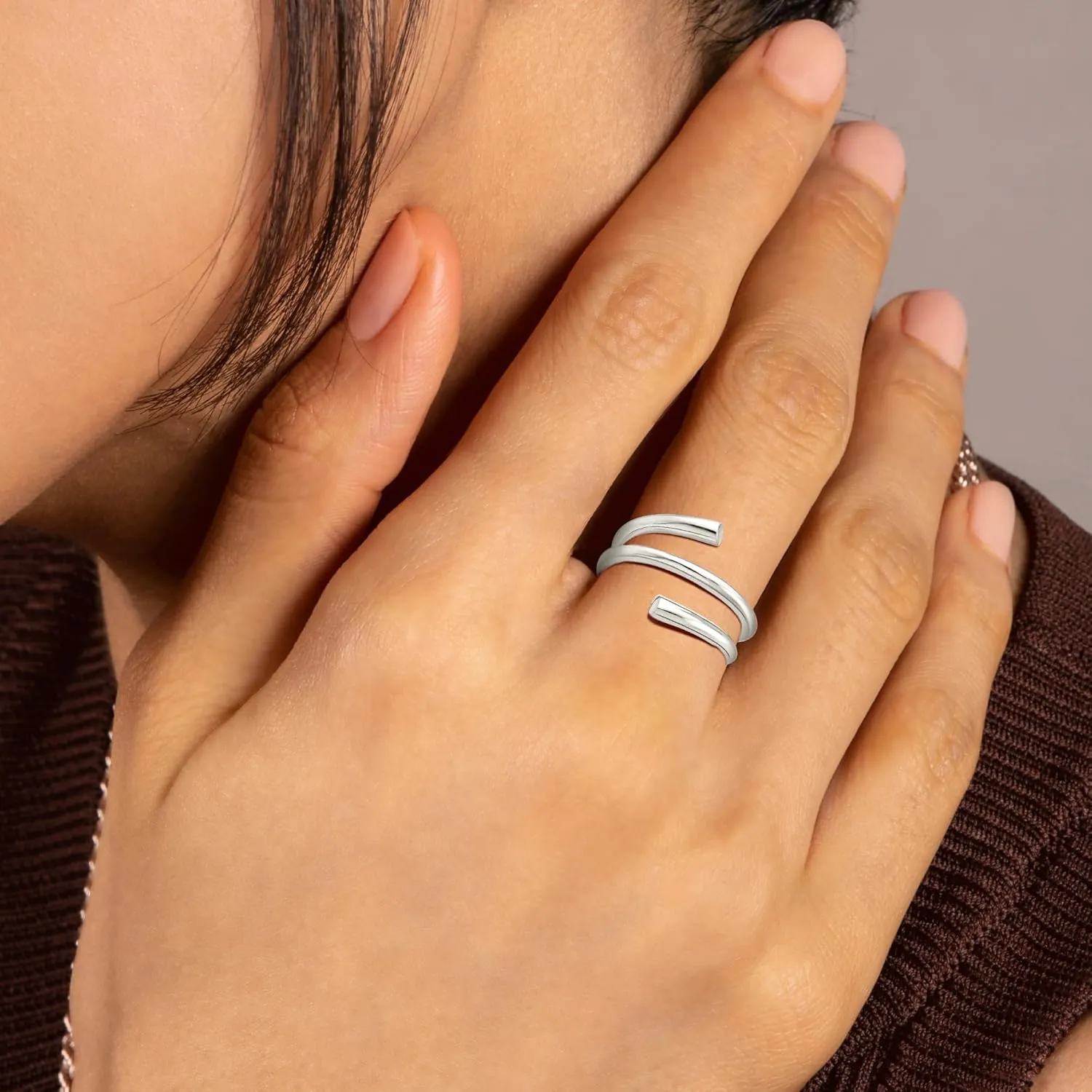 14K Gold or Platinum Plated Spiral Ring for Women | Size 5 to 9