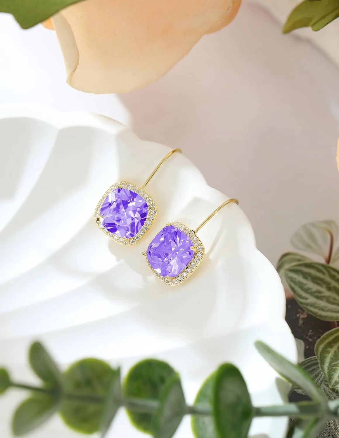 14K Gold Plated Cubic Zirconia Drop Earrings for Women Jewelry