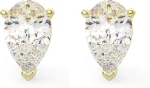 14K Solid Gold Lab Grown Moissanite Diamond Pear Shape Solitaire Stud Earrings | 1.0 to 2.0 CTW | Screw Back or Push Back Posts | Made in USA | By Adora Fine Jewelry