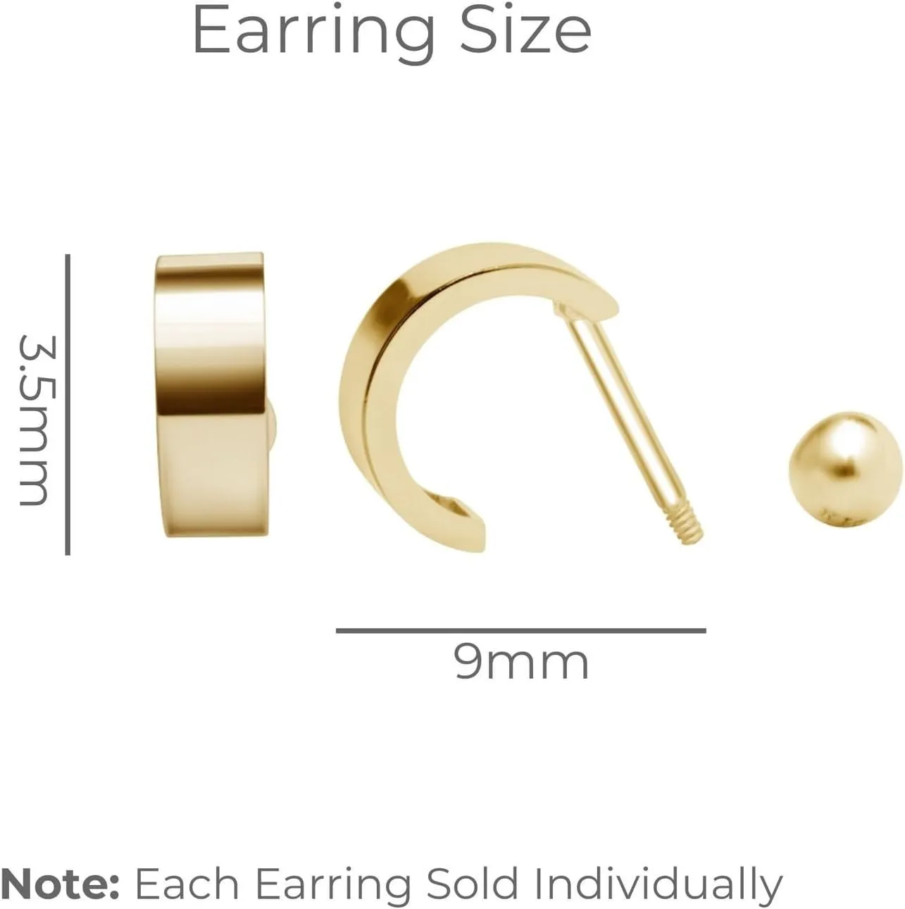 14K Solid Gold Mini Huggie Hoop Earring for Women Men Ear Cuff Earring Screw Back Cartilage Stud Helix Piercing Jewelry for Upper Ear Minimalist Small Hoop SINGLE/PAIR
