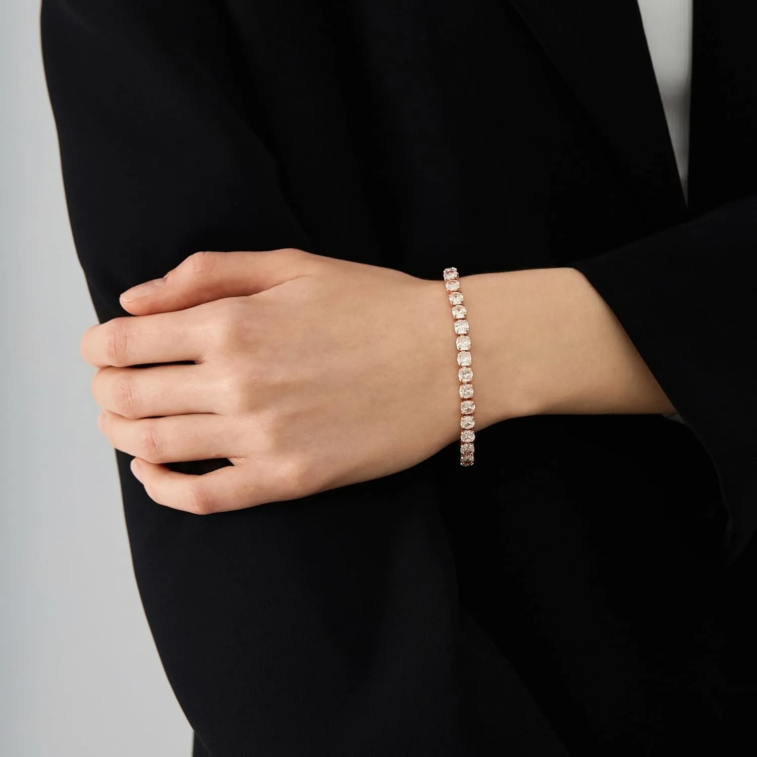 14K White Gold Plated 5mm Cubic Zirconia Tennis Bracelet for Women and Men, Classic Silver Diamond Tennis Bangle Bracelets, Adjustable Detachable 7.6IN Length, Suitable for Everyone