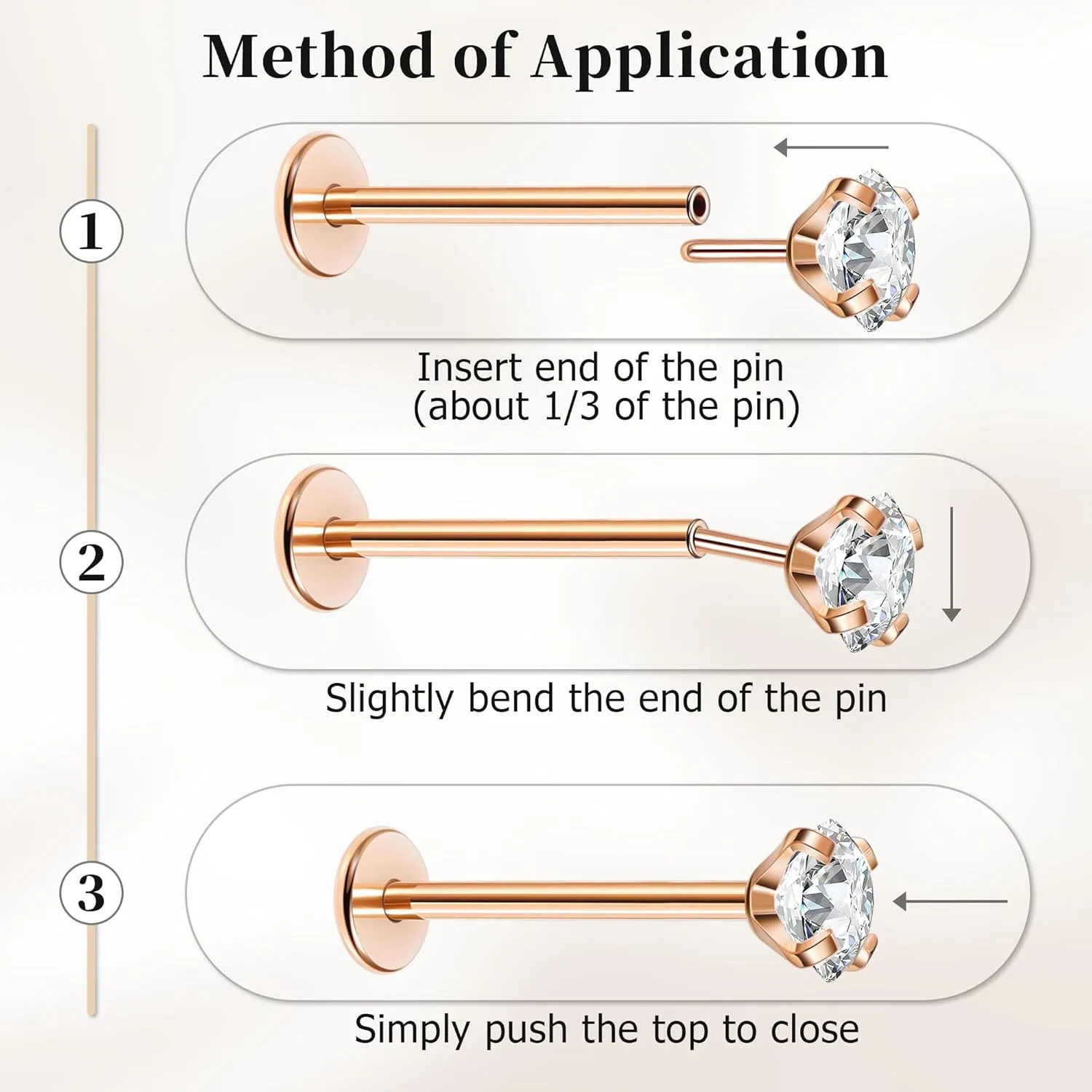 16G 18G 20G 316L Stainless Steel Threadless Push in Labret Monroe Studs Lip Rings for Women Men Flat Back Cartilage Earrings Helix Tragus Stud Earrings Conch Medusa Piercing Jewelry