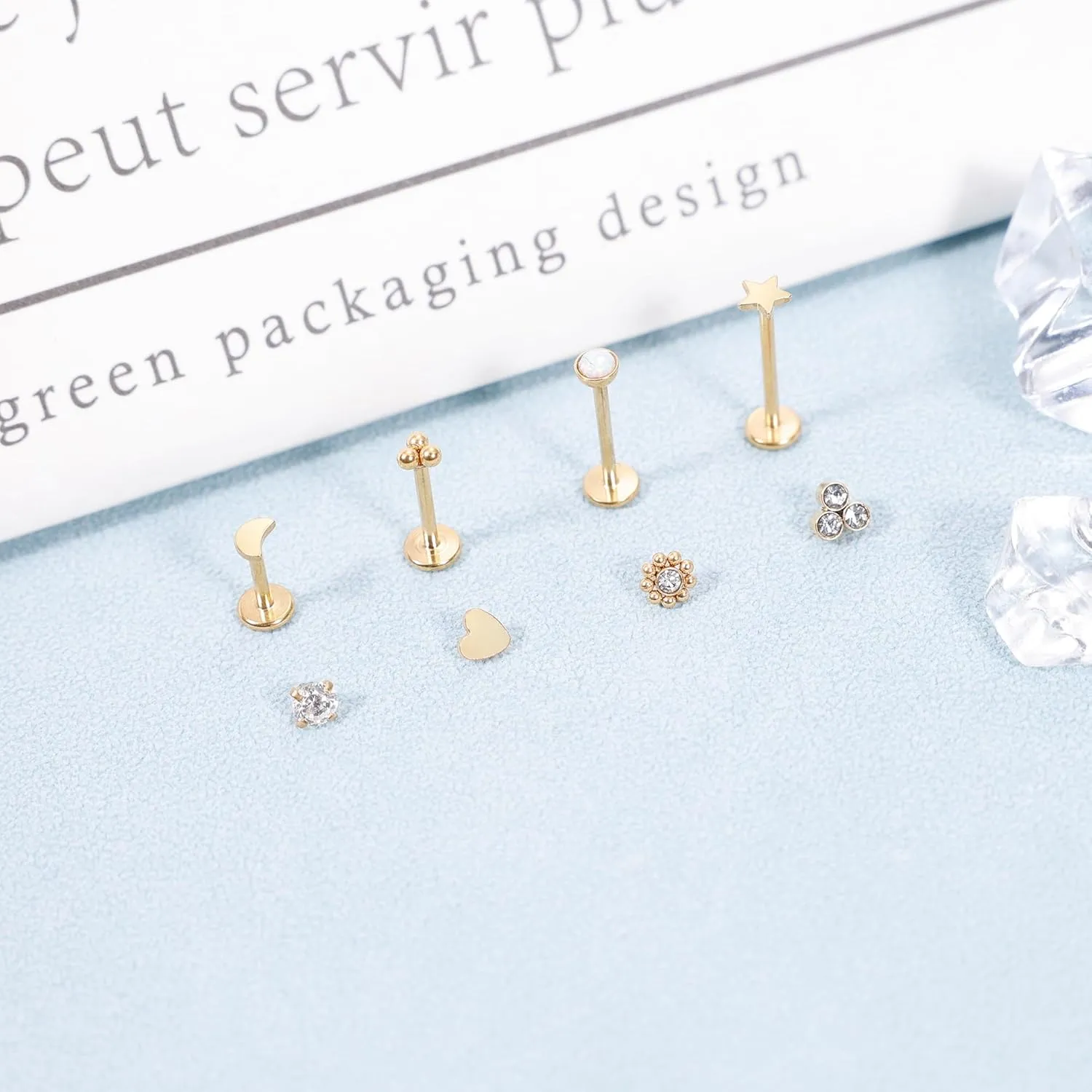 16G 18G 316L Stainless Steel Internally Threaded Labret Monroe Studs Lip Rings Stud for Women Men Flat Back Cartilage Tragus Earrings Studs Forward Helix Earrings Conch Medusa Piercing