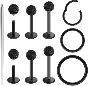 18G 16G 14G Internally Threaded Nose Rings Studs Flat Back Stud Earrings 316L Surgical Steel Nose Rings Studs Tragus Helix Conch Cartilage Lobe Earrings Hoop Piercing Jewelry For Women Men