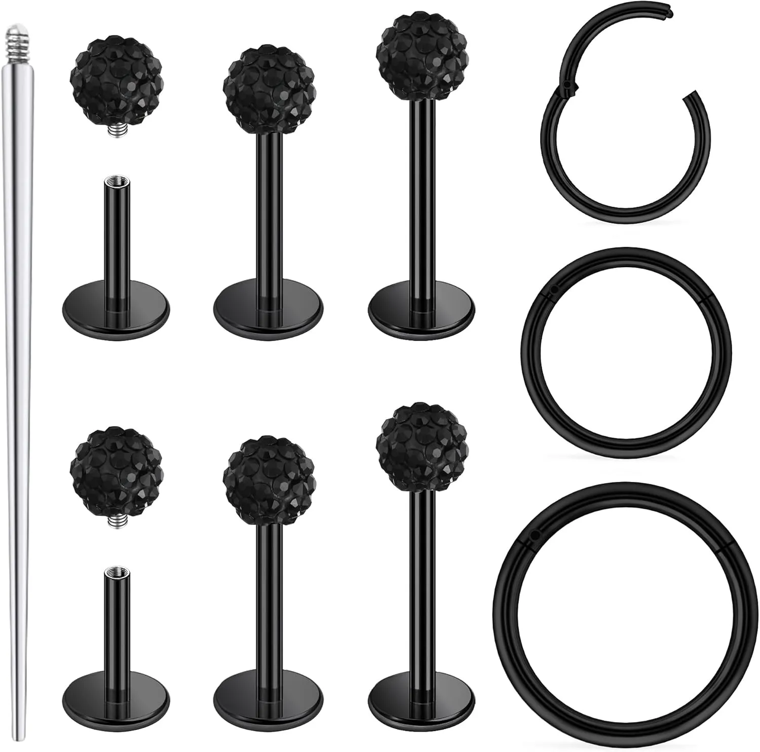 18G 16G 14G Internally Threaded Nose Rings Studs Flat Back Stud Earrings 316L Surgical Steel Nose Rings Studs Tragus Helix Conch Cartilage Lobe Earrings Hoop Piercing Jewelry For Women Men