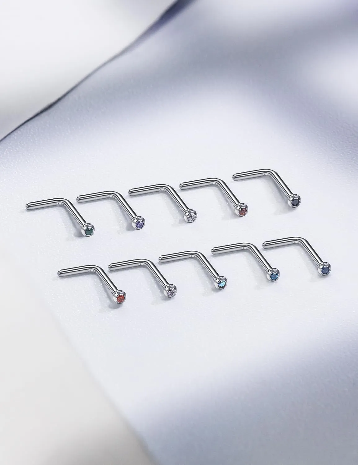 18G 20G 22G Astm F136 Titanium Nose Rings Studs Piercing Jewelry for Women Men Cubic Zirconia Nose Rings Nostril Piercing Jewelry Diamond Clear CZ 1.5mm 2mm 2.5mm 3mm 10PCS
