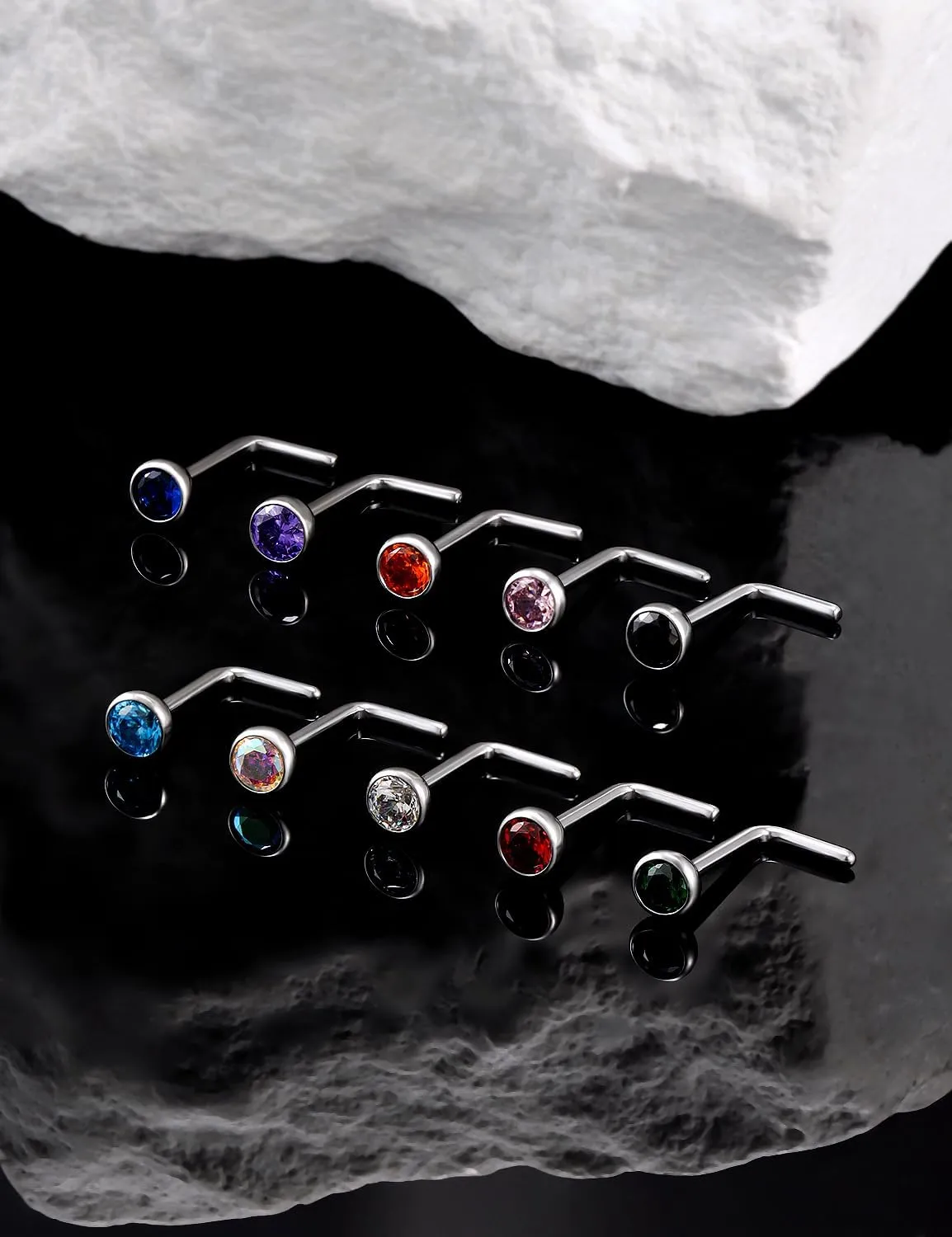 18G 20G 22G Astm F136 Titanium Nose Rings Studs Piercing Jewelry for Women Men Cubic Zirconia Nose Rings Nostril Piercing Jewelry Diamond Clear CZ 1.5mm 2mm 2.5mm 3mm 10PCS