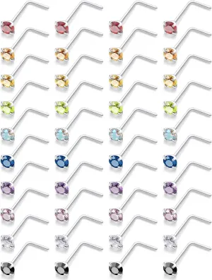 18G 20G 22G Surgical Steel Cubic Zirconia Nose Rings Studs for Women Men Nose Piercing Jewelry Top Diamond 1.5mm 2mm