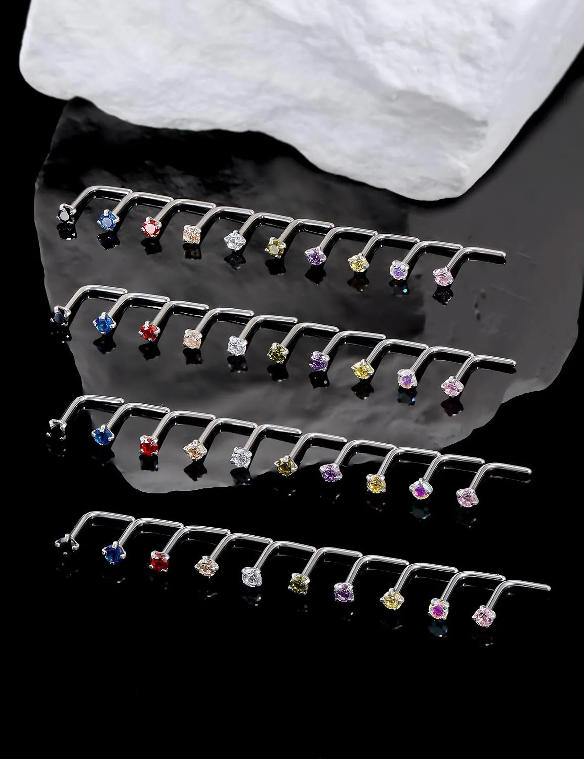 18G 20G 22G Surgical Steel Cubic Zirconia Nose Rings Studs for Women Men Nose Piercing Jewelry Top Diamond 1.5mm 2mm