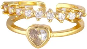 18k Gold Toe Rings For Women Heart Shaped Zircon Toe Ring Adjustable Toe Rings Bow Toe Ring Tail Ring For Women