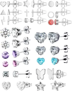 2 Pairs Cubic Zirconia Snowflake Stud Earrings, Fashionable Snowflake Earrings Dangle, Made with 316L Hypoallergenic Surgical Steel, Perfect Christmas Jewelry Gift for Women, Sexy and Elegant