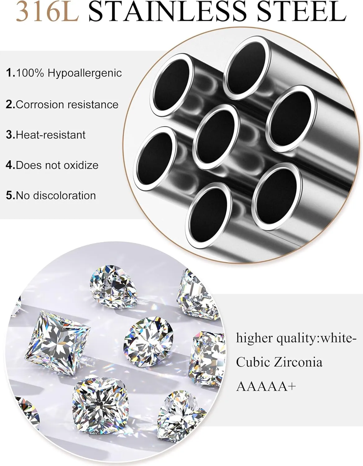 2 Pairs Cubic Zirconia Snowflake Stud Earrings, Fashionable Snowflake Earrings Dangle, Made with 316L Hypoallergenic Surgical Steel, Perfect Christmas Jewelry Gift for Women, Sexy and Elegant