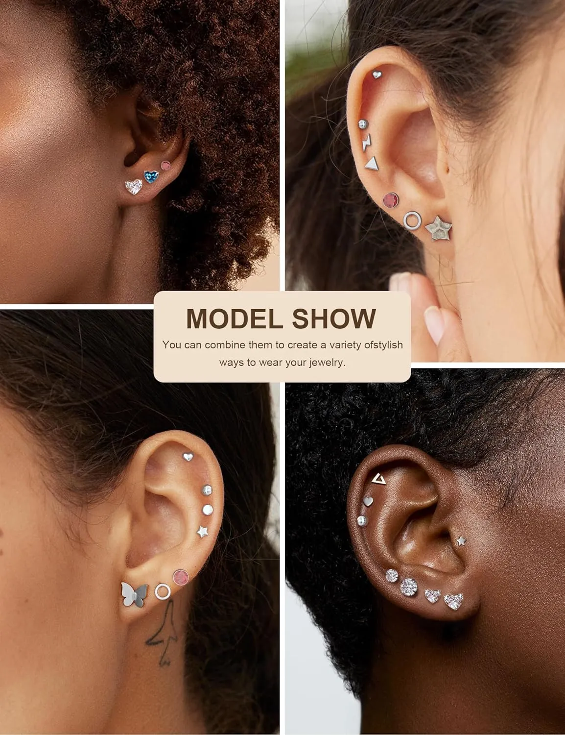 2 Pairs Cubic Zirconia Snowflake Stud Earrings, Fashionable Snowflake Earrings Dangle, Made with 316L Hypoallergenic Surgical Steel, Perfect Christmas Jewelry Gift for Women, Sexy and Elegant