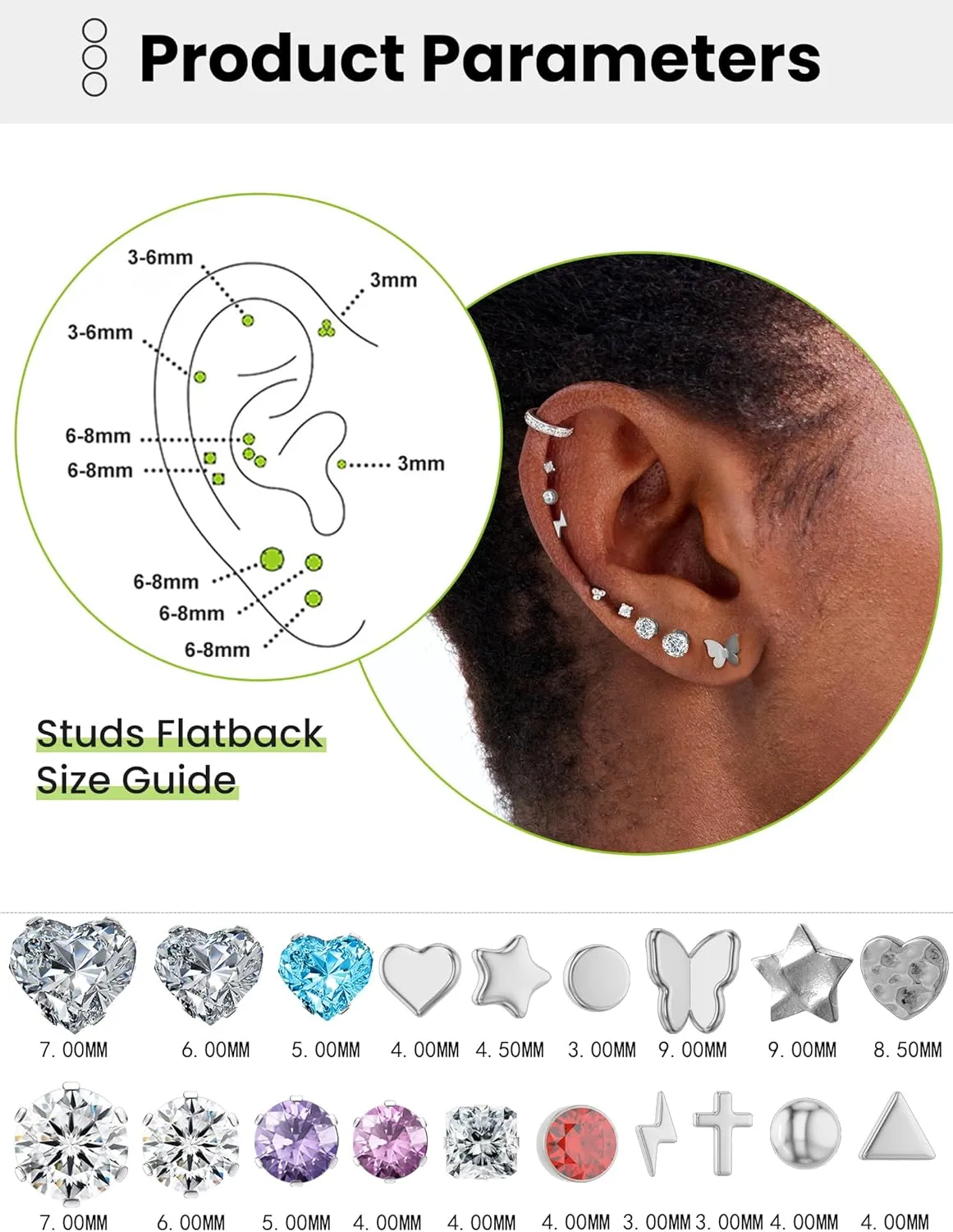 2 Pairs Cubic Zirconia Snowflake Stud Earrings, Fashionable Snowflake Earrings Dangle, Made with 316L Hypoallergenic Surgical Steel, Perfect Christmas Jewelry Gift for Women, Sexy and Elegant