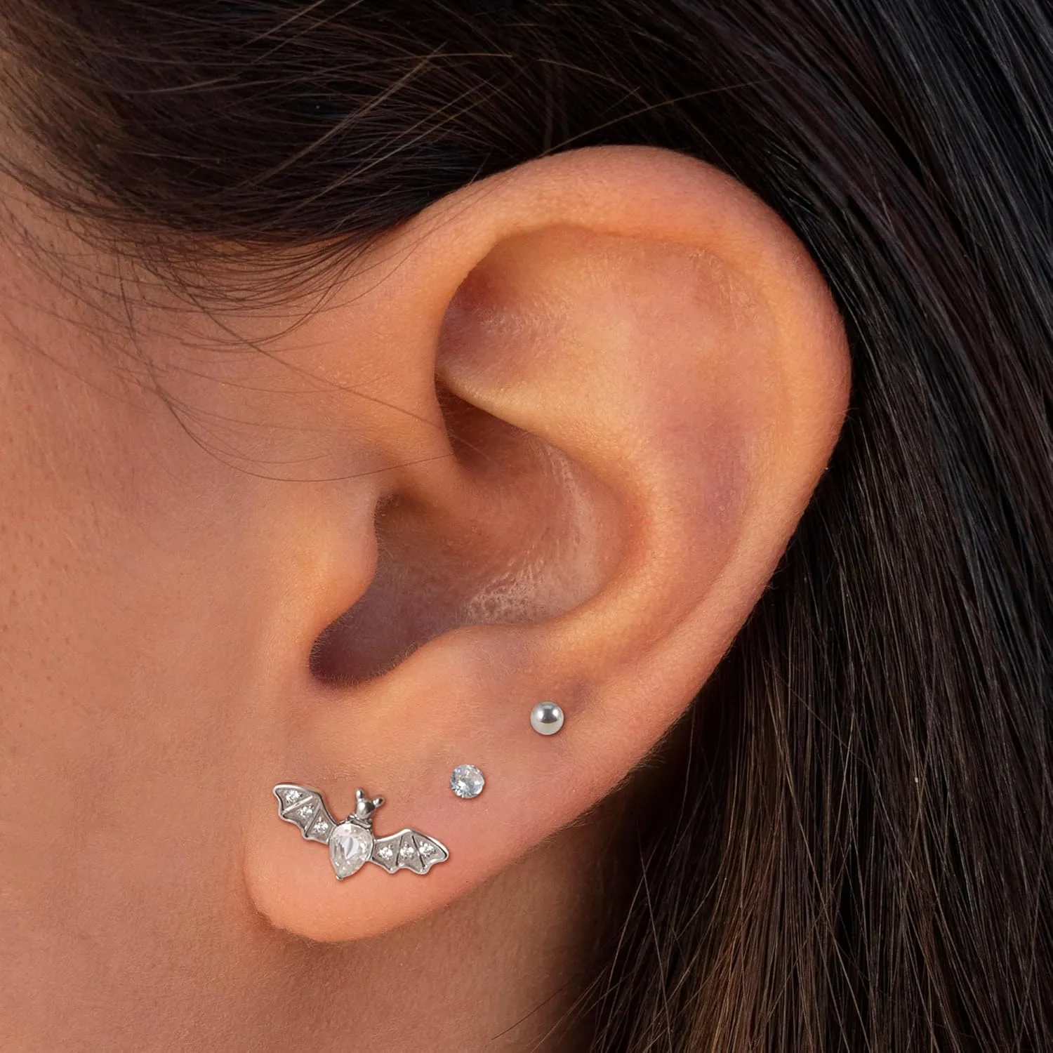 20G Flat Back Earrings Push In Flat Back Stud Earrings Black Threadless Nose Stud Black Threadless Nose Studs for Women