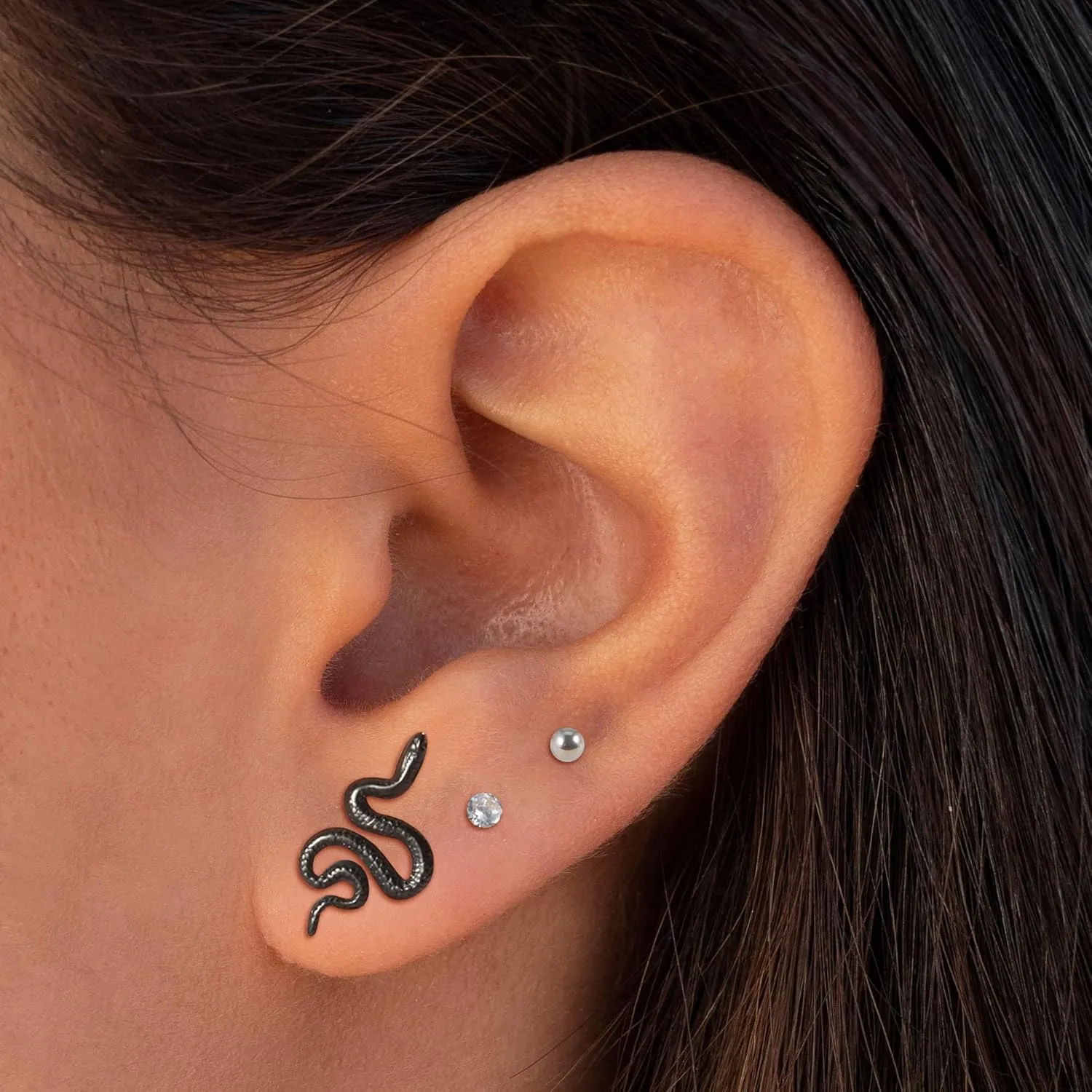 20G Flat Back Earrings Push In Flat Back Stud Earrings Black Threadless Nose Stud Black Threadless Nose Studs for Women