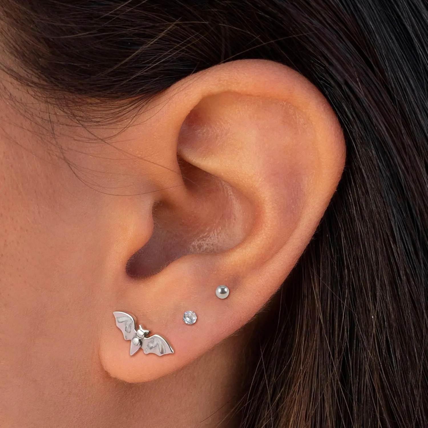 20G Flat Back Earrings Push In Flat Back Stud Earrings Black Threadless Nose Stud Black Threadless Nose Studs for Women
