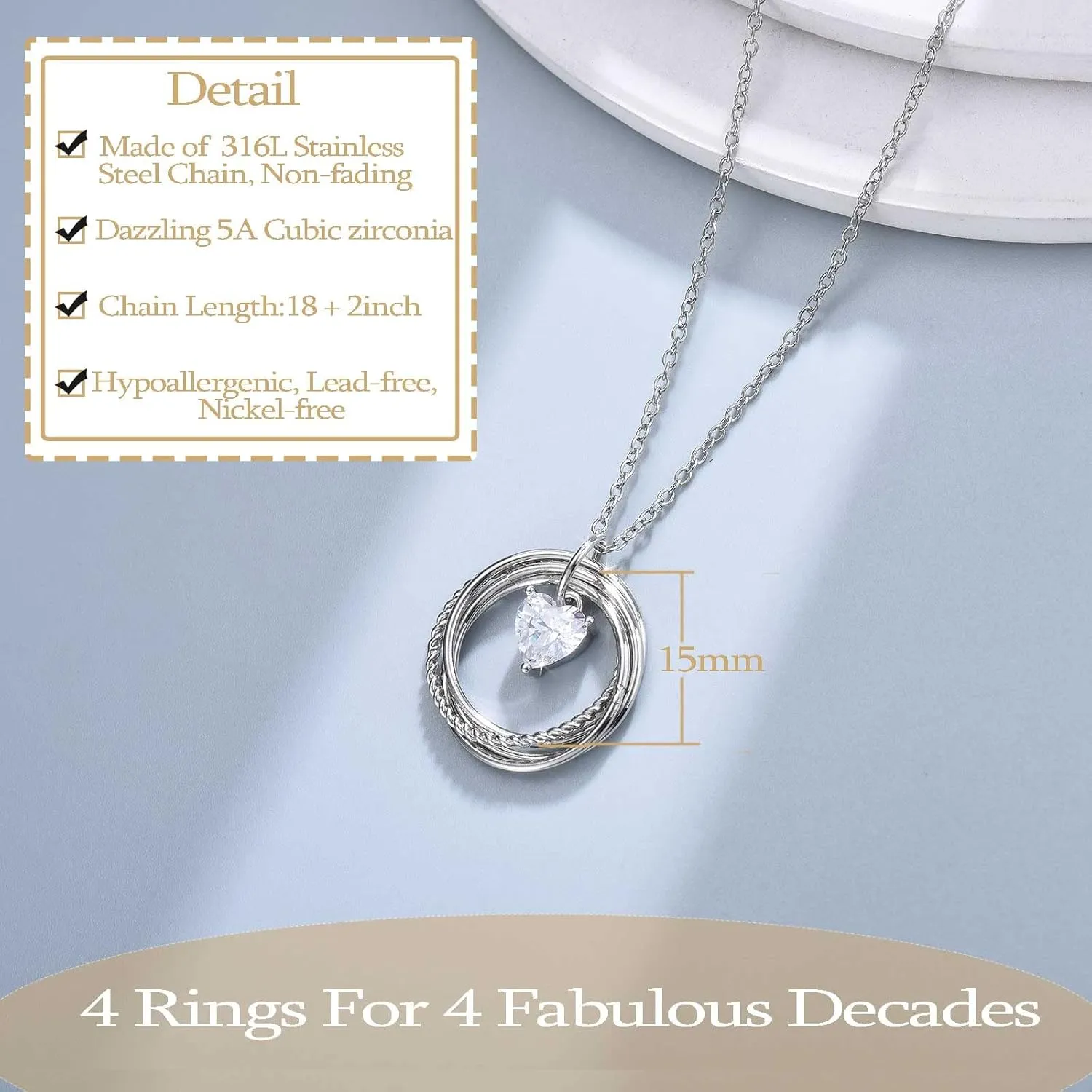 21st 30th 40th 50th 60th 70th 80th 90th 100th Birthday Gifts for Women, Silver Necklace Jewelry for Mom Daughter Nana Friend Sister Wife