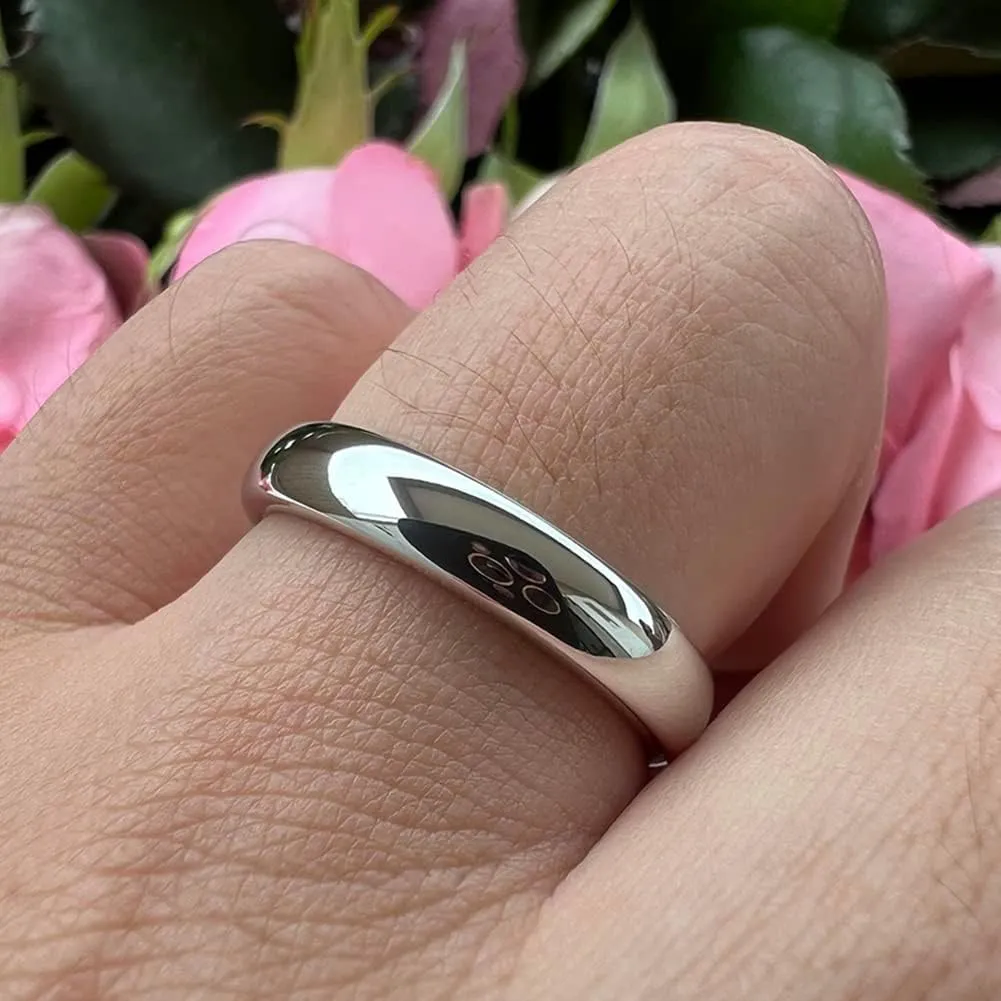 2mm 3mm 4mm 5mm 6mm 7mm 8mm 10mm White Tungsten Rings for Men Women Engagement Wedding Bands Domed Polished Shiny Comfort Fit