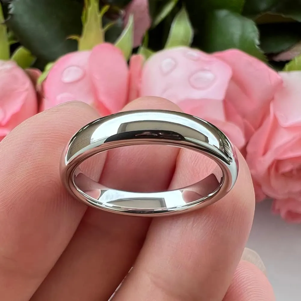 2mm 3mm 4mm 5mm 6mm 7mm 8mm 10mm White Tungsten Rings for Men Women Engagement Wedding Bands Domed Polished Shiny Comfort Fit
