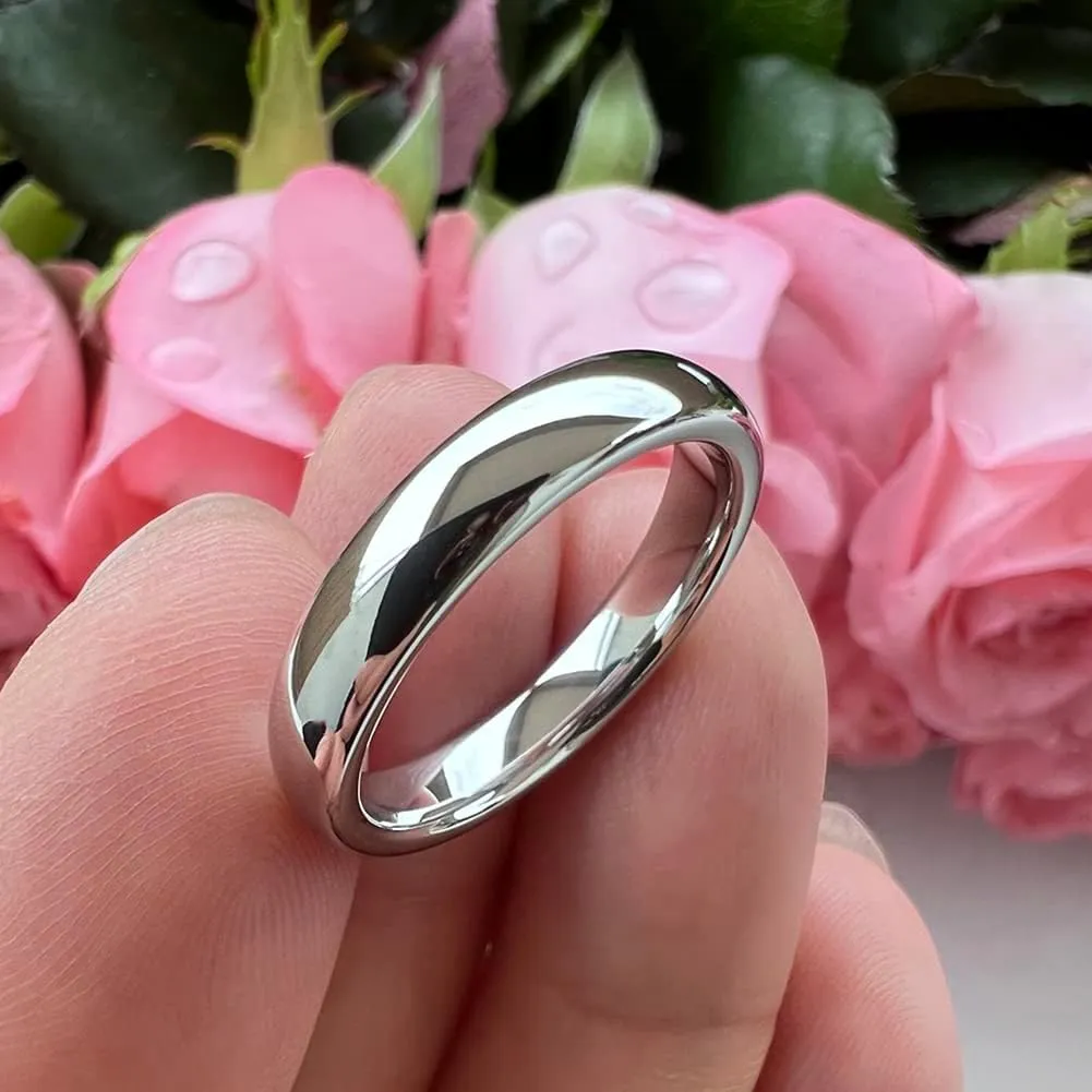 2mm 3mm 4mm 5mm 6mm 7mm 8mm 10mm White Tungsten Rings for Men Women Engagement Wedding Bands Domed Polished Shiny Comfort Fit