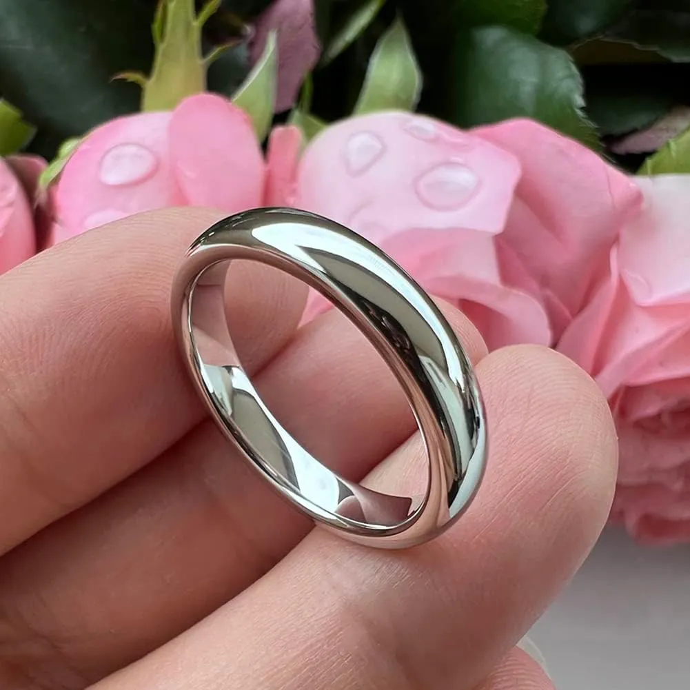 2mm 3mm 4mm 5mm 6mm 7mm 8mm 10mm White Tungsten Rings for Men Women Engagement Wedding Bands Domed Polished Shiny Comfort Fit