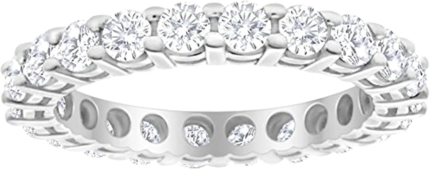 3 Carat (ctw) 14K White Gold Round Diamond Ladies Eternity Wedding Anniversary Stackable Ring Band Premium Collection