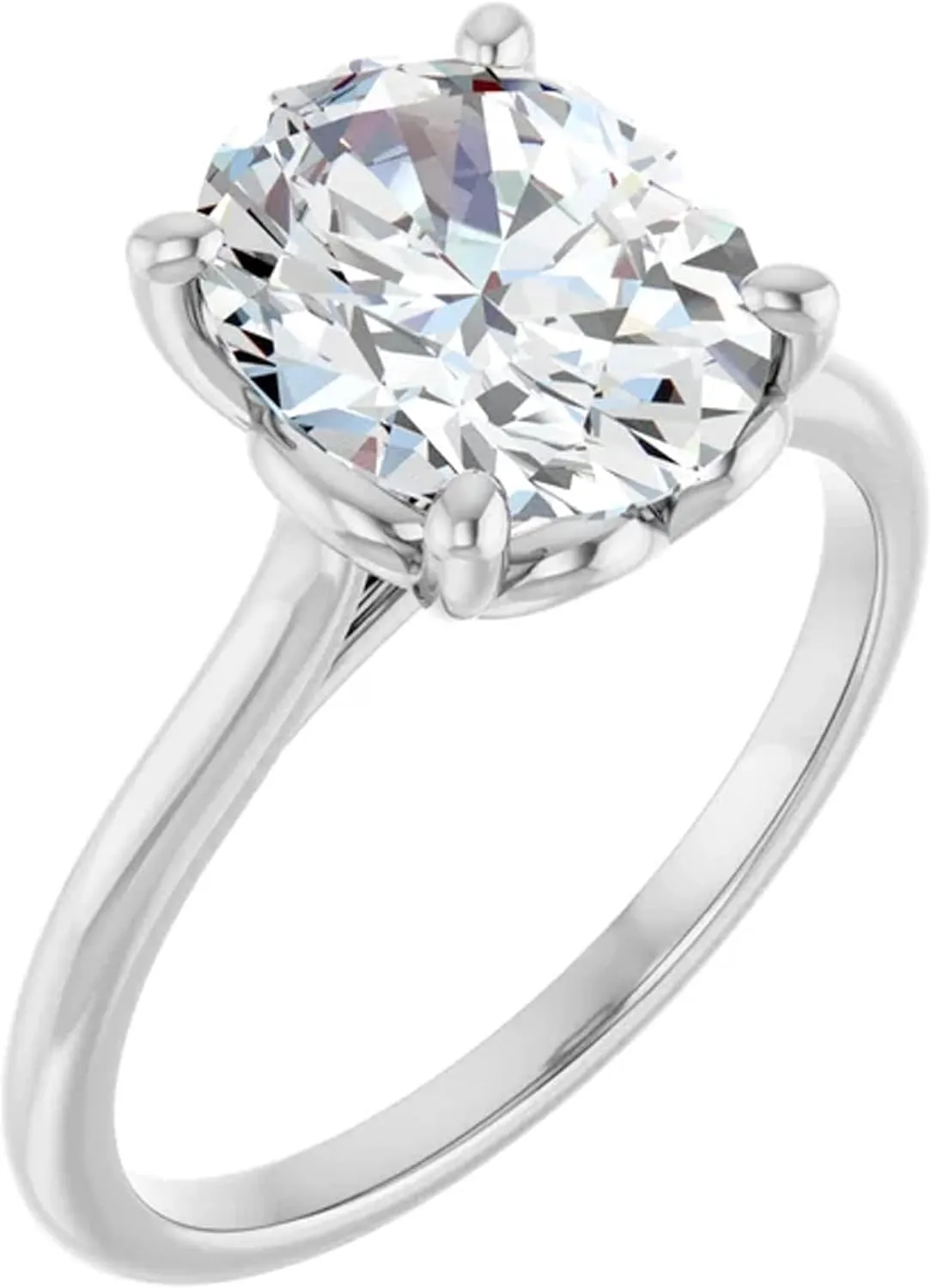 3 Carat Oval Lab Diamond Engagement Ring Petite Solitaire