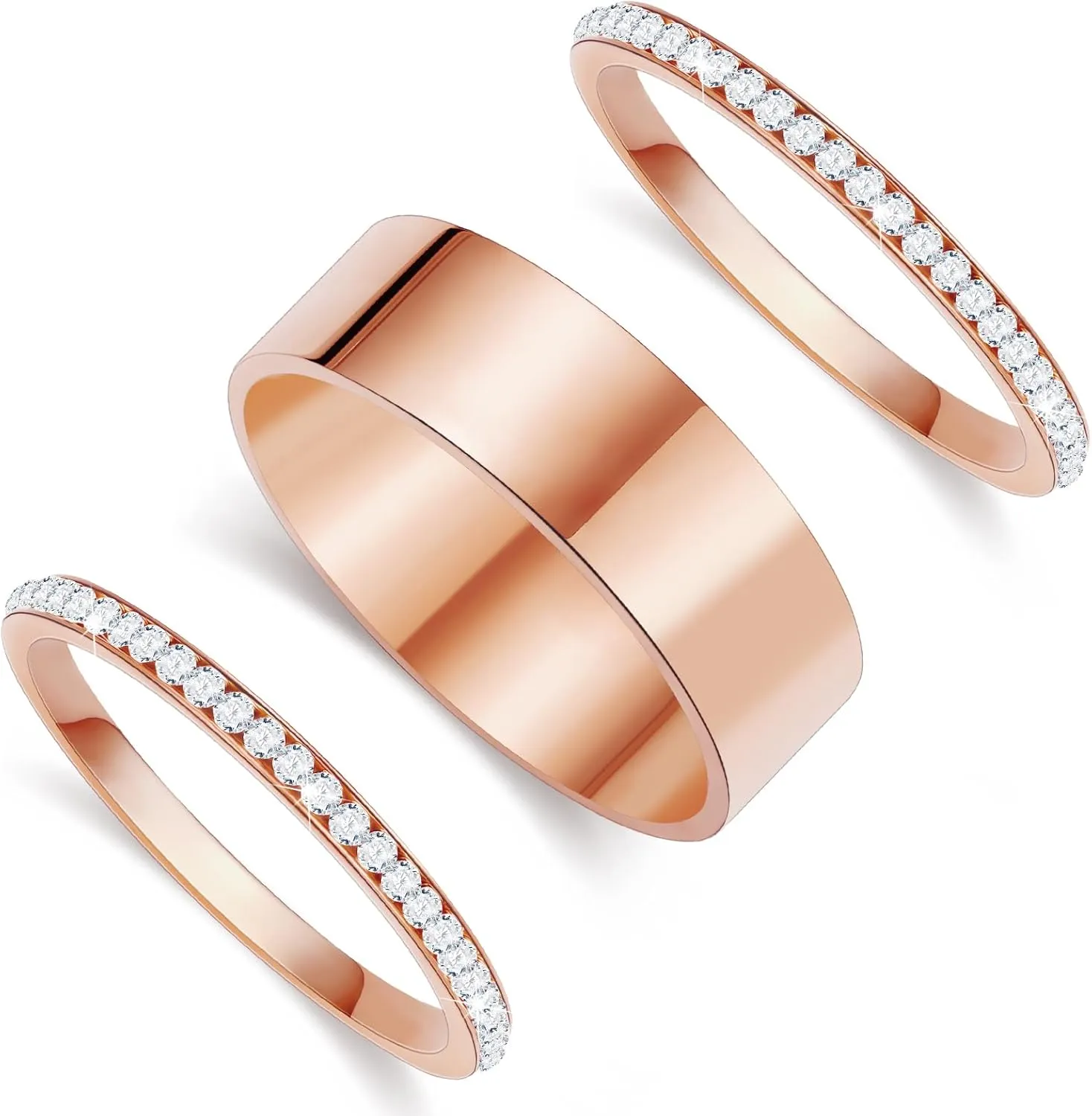 3-Pack Gold Stacking Rings for Ouras Gen 4/Ouras Gen 3, Cubic Zirconia Simulated Diamond Silver Ouras Ring Stackable Jewelry Gift for Women