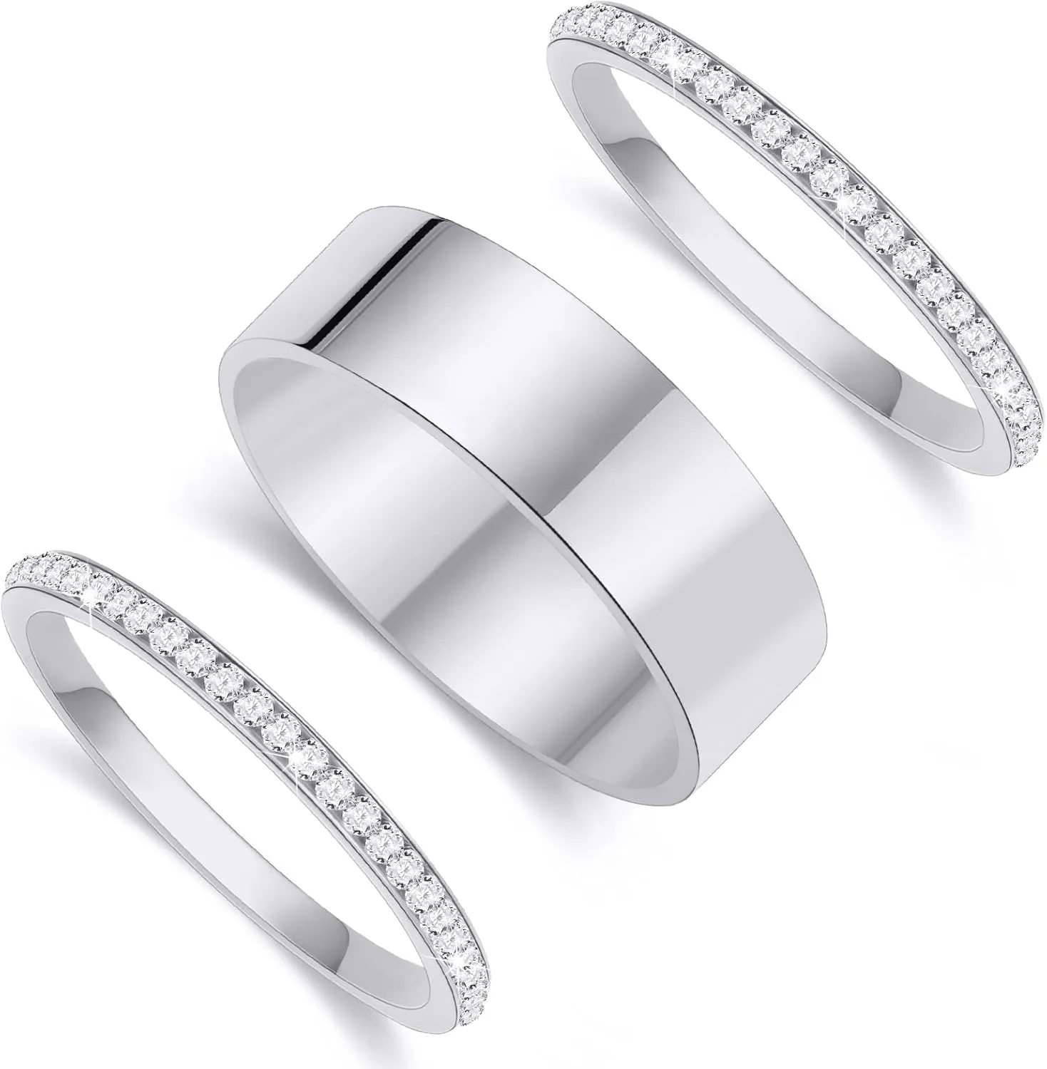 3-Pack Gold Stacking Rings for Ouras Gen 4/Ouras Gen 3, Cubic Zirconia Simulated Diamond Silver Ouras Ring Stackable Jewelry Gift for Women