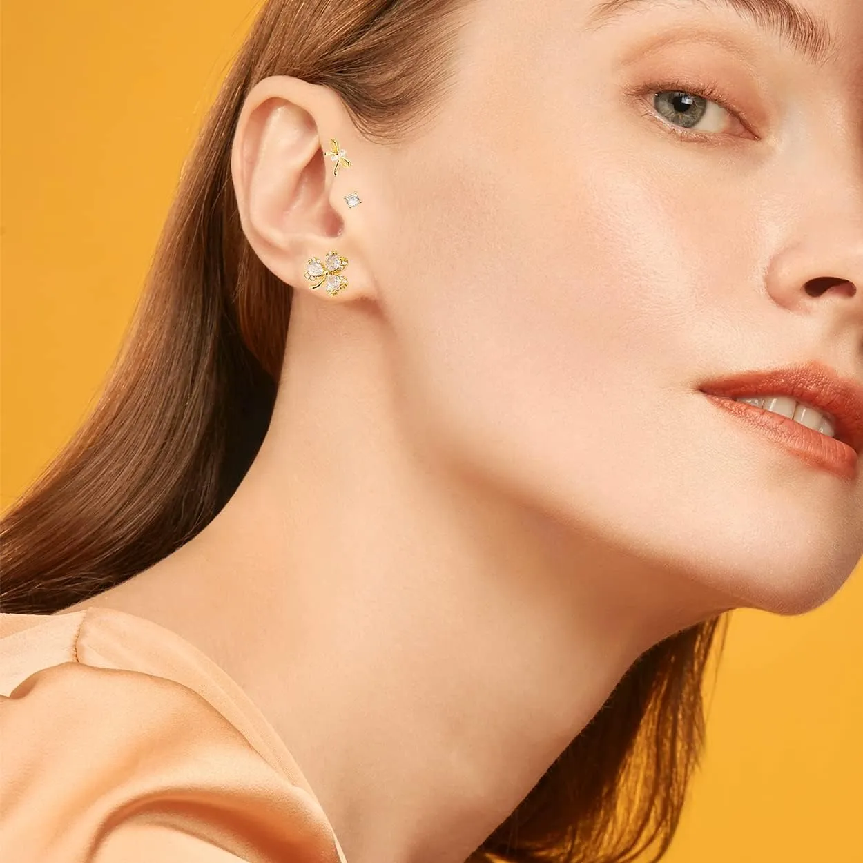 3 PCS Tiny Stud Earrings Set for Women - Cute Dainty Crystal CZ Diamond Rhinestone Hypoallergenic Minimalist Small Cartilage Ear Multriple Piercing Earring Jewelry Gift