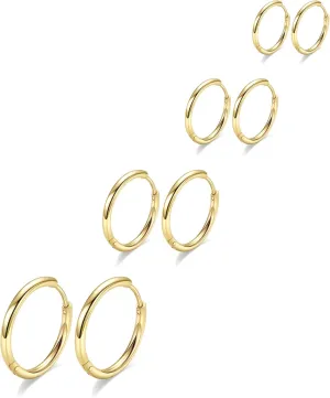 316L Surgical Stainless Steel Hoop Earrings,Mens Hoops Earrings Gold Silver Black Hypoallergenic,6mm 8mm 10mm 12mm Small Huggie Hoop Earrings Men Women for Cartilage Piercings