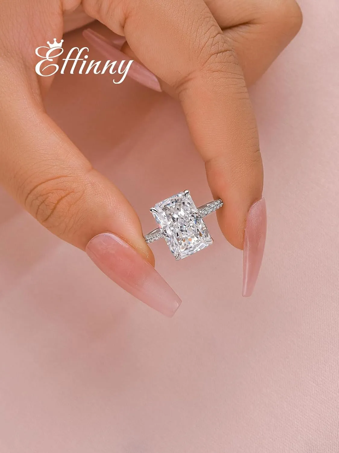3.5/7.0ct Radiant Cut Engagement Ring,Simulated Diamond Promise Ring for Women in 925 Sterling Silver
