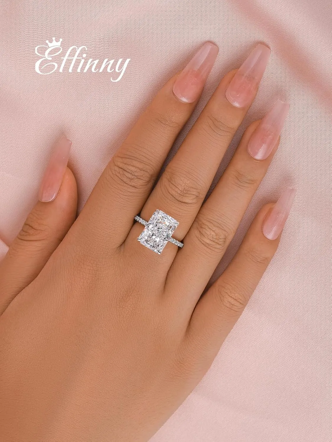 3.5/7.0ct Radiant Cut Engagement Ring,Simulated Diamond Promise Ring for Women in 925 Sterling Silver