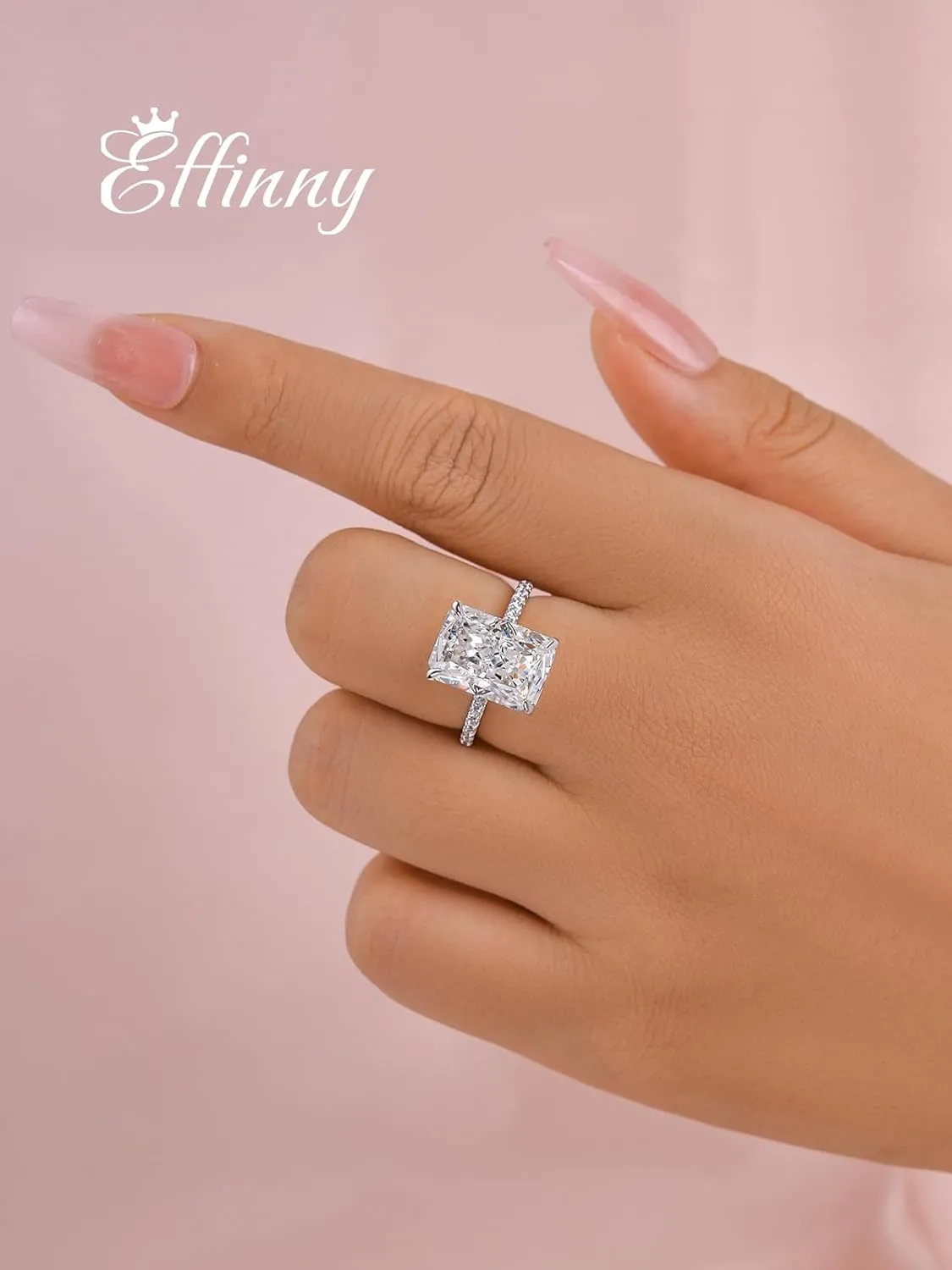3.5/7.0ct Radiant Cut Engagement Ring,Simulated Diamond Promise Ring for Women in 925 Sterling Silver