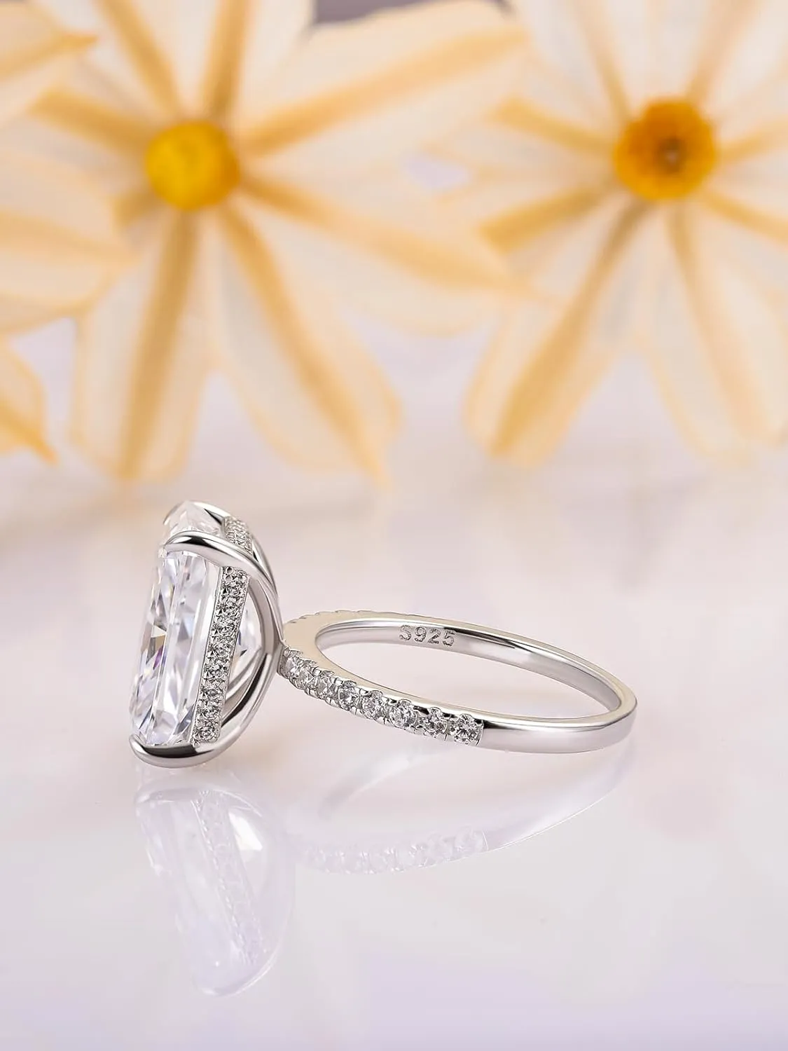 3.5/7.0ct Radiant Cut Engagement Ring,Simulated Diamond Promise Ring for Women in 925 Sterling Silver