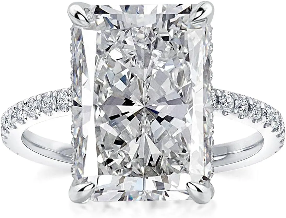 3.5/7.0ct Radiant Cut Engagement Ring,Simulated Diamond Promise Ring for Women in 925 Sterling Silver