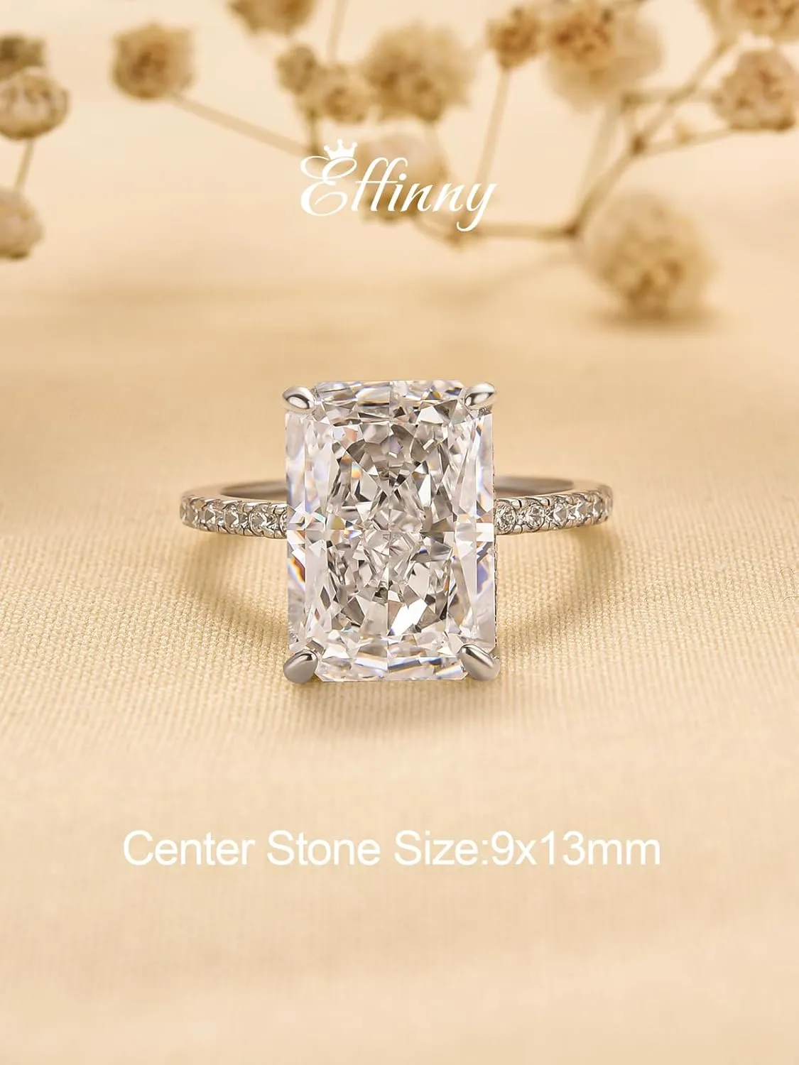 3.5/7.0ct Radiant Cut Engagement Ring,Simulated Diamond Promise Ring for Women in 925 Sterling Silver