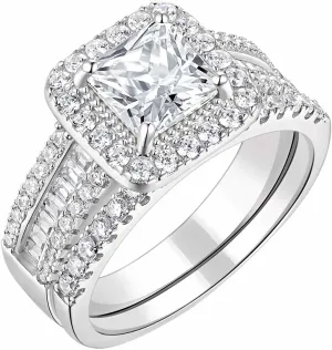 3.5CT Bridal Ring Sets Princess Cut 925 Sterling Silver AAAAA CZ Engagement Rings Promise Rings for Her Wedding Ring Set for Women Size 5-10