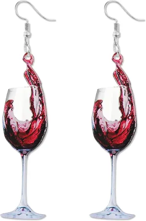 3D Simulation Wine Glasses Earrings for Women Funny Acrylic Handmade Red Yellow Beer Whisky Beverage Mug Lightweight Dangle Drop Earrings Holiday Beer Festival Jewelry