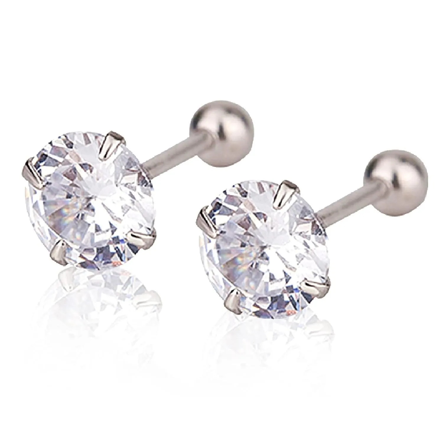 3mm Cubic Zirconia Stud 925 Sterling Silver Screw Backs Earrings for Women Men Cartilage Earrings CZ Stud Earrings Helix Earrings Cartilage Piercing for Sensitive Ears Jewelry Gift for Girls Teens