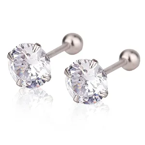 3mm Cubic Zirconia Stud 925 Sterling Silver Screw Backs Earrings for Women Men Cartilage Earrings CZ Stud Earrings Helix Earrings Cartilage Piercing for Sensitive Ears Jewelry Gift for Girls Teens