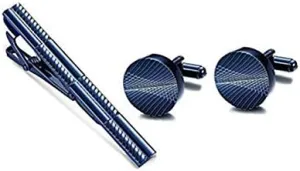 3PCS Cufflinks Tie Bar Wedding Clip Button Shirt Modern Classic Design Business Gift Set